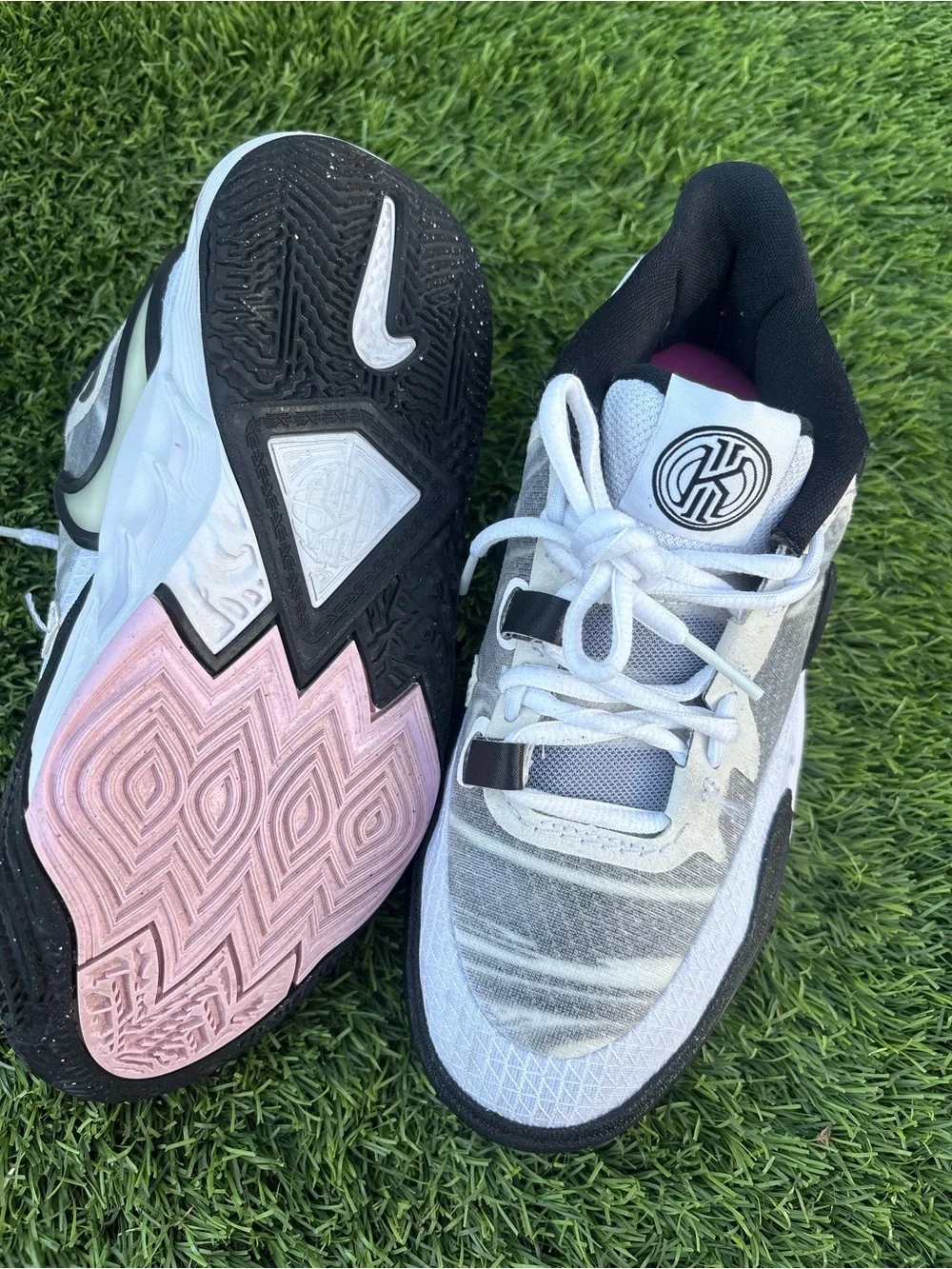 Nike Kids Sneakers White Black Gray with Pink Accent size 3.5y